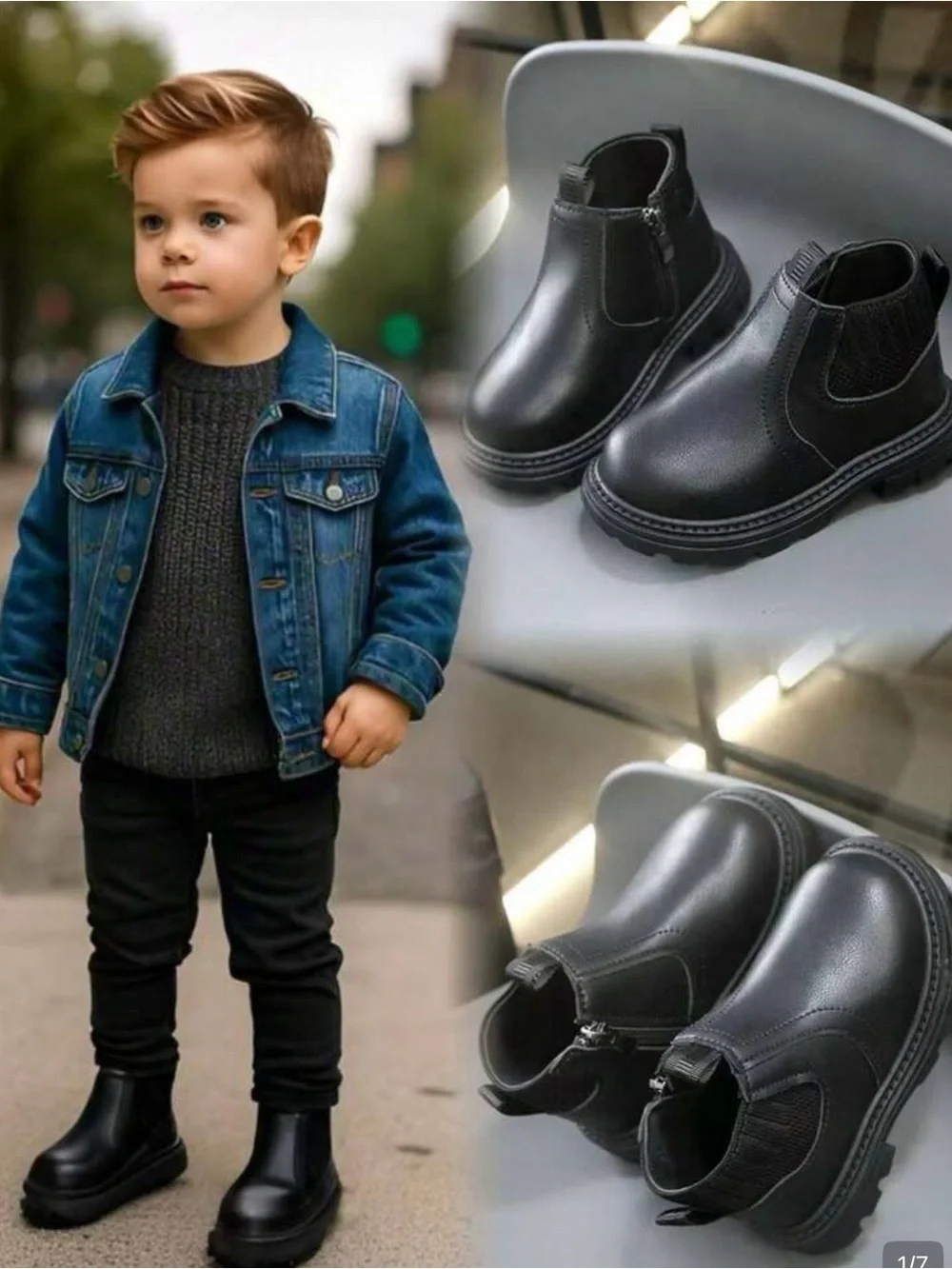Kids Black Chelsea Ankle Boots with Side Zipper